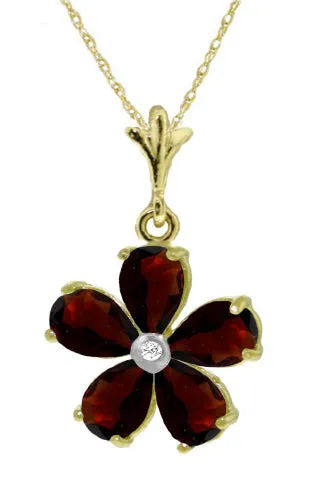 2.22 Carat 14K Solid White Gold Necklace Natural Garnet Diamond