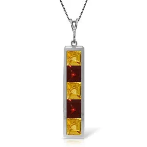 2.25 Carat 14K Solid White Gold Darkest Hour Citrine Garnet Necklace