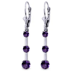 2.5 Carat 14K Solid White Gold Lavender Heart Amethyst Earrings