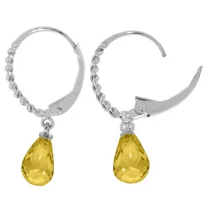 3 Carat 14K Solid White Gold Incredible Feelings Citrine Earrings