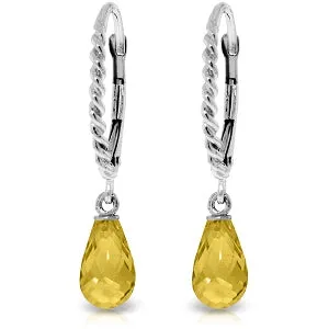 3 Carat 14K Solid White Gold Incredible Feelings Citrine Earrings