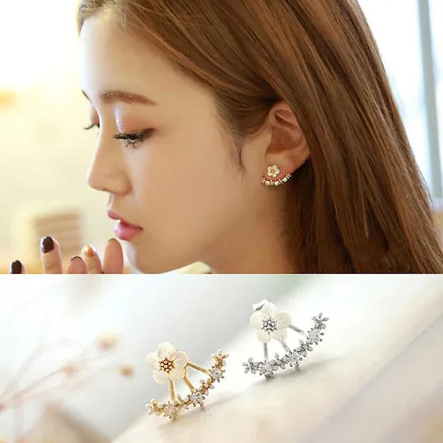 3-Pairs: Women's Crystal Flower Daisy Earrings