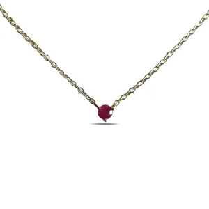 3 Prong Solitaire Gemstone Necklace