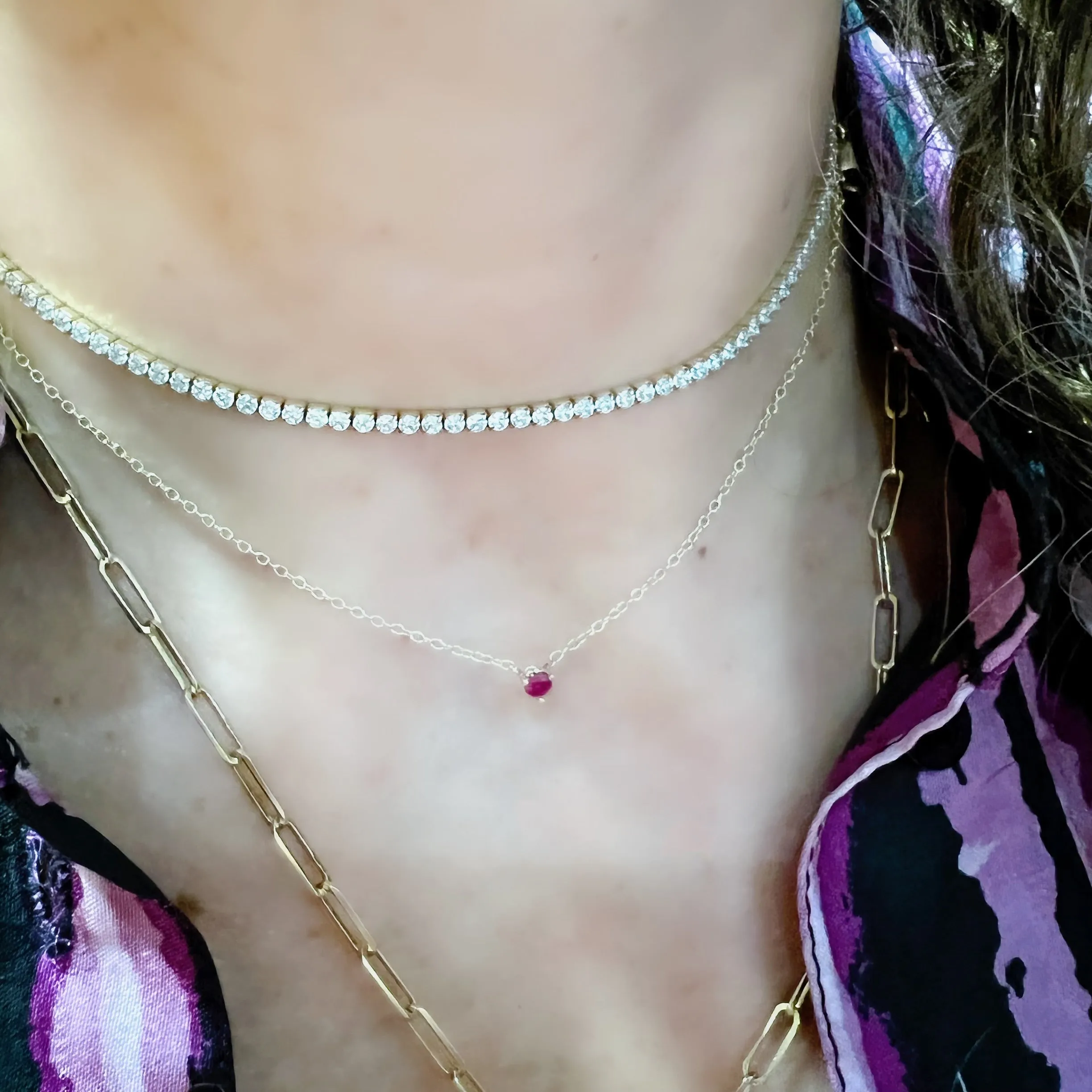 3 Prong Solitaire Gemstone Necklace