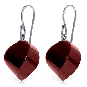 30.5 Carat 14K Solid White Gold Sweet Plunge Ruby Earrings