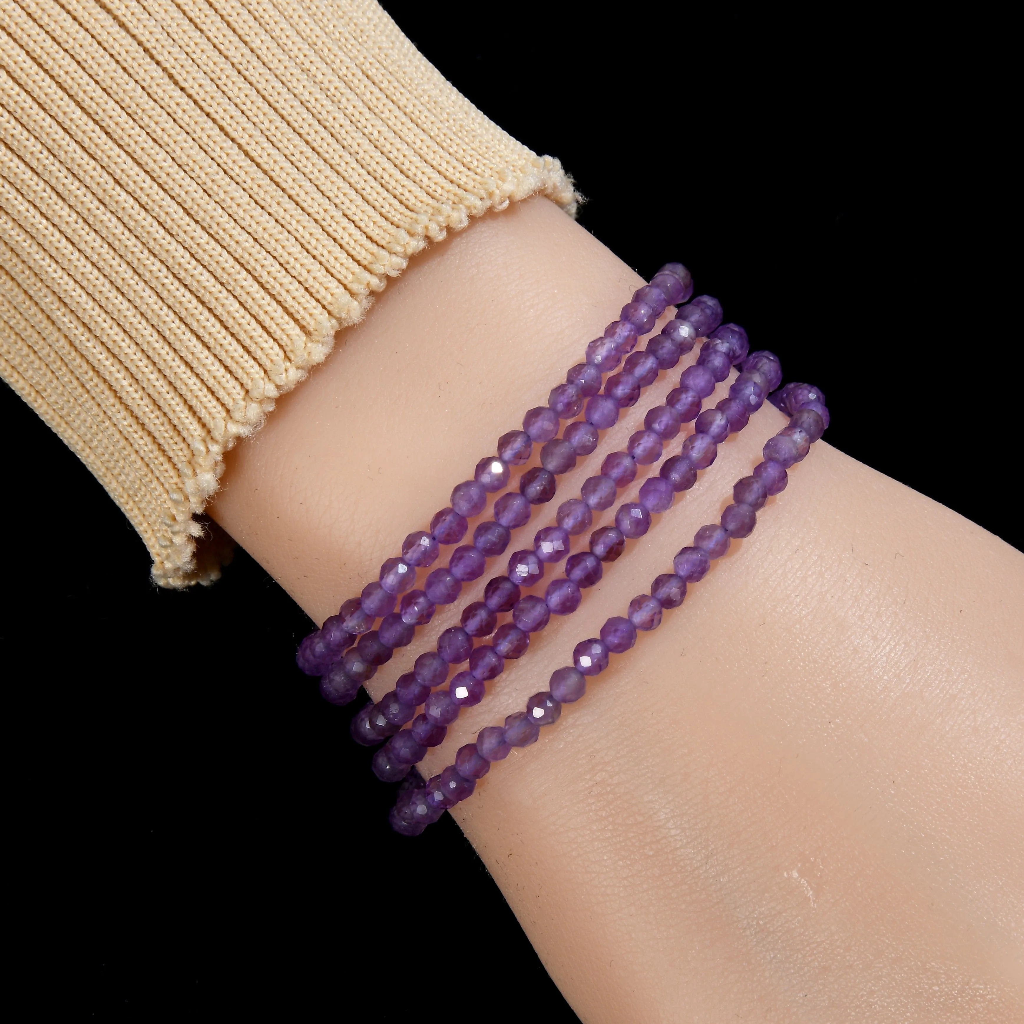 3mm Amethyst Faceted 31" Necklace / Multi Wrap Bracelet