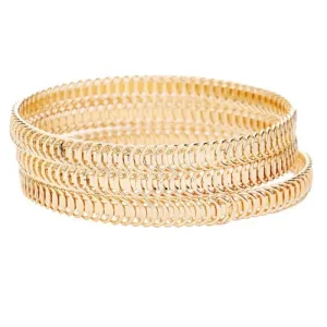 3pcs Abstract Bangle Bracelets Ribbed Metal Layered Bracelet