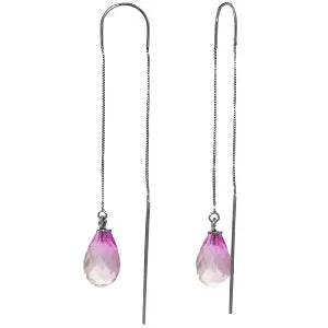 4.5 Carat 14K Solid White Gold Threaded Dangles Earrings Pink Topaz