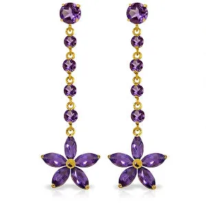 4.8 Carat 14K Solid Yellow Gold Stardrop Amethyst Earrings