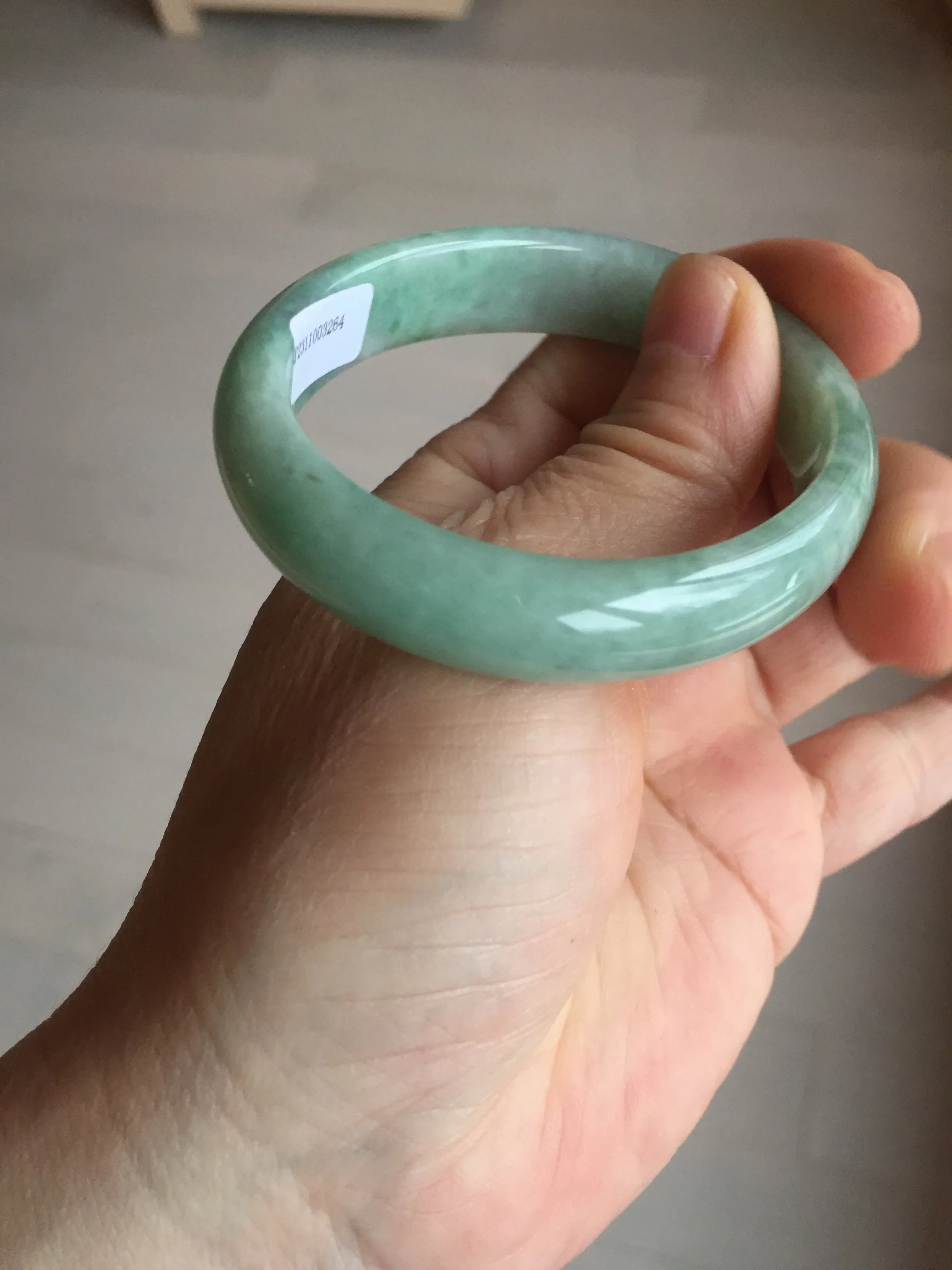 49mm Certified Type A 100% Natural apple green oval Jadeite Jade bangle BL53-326