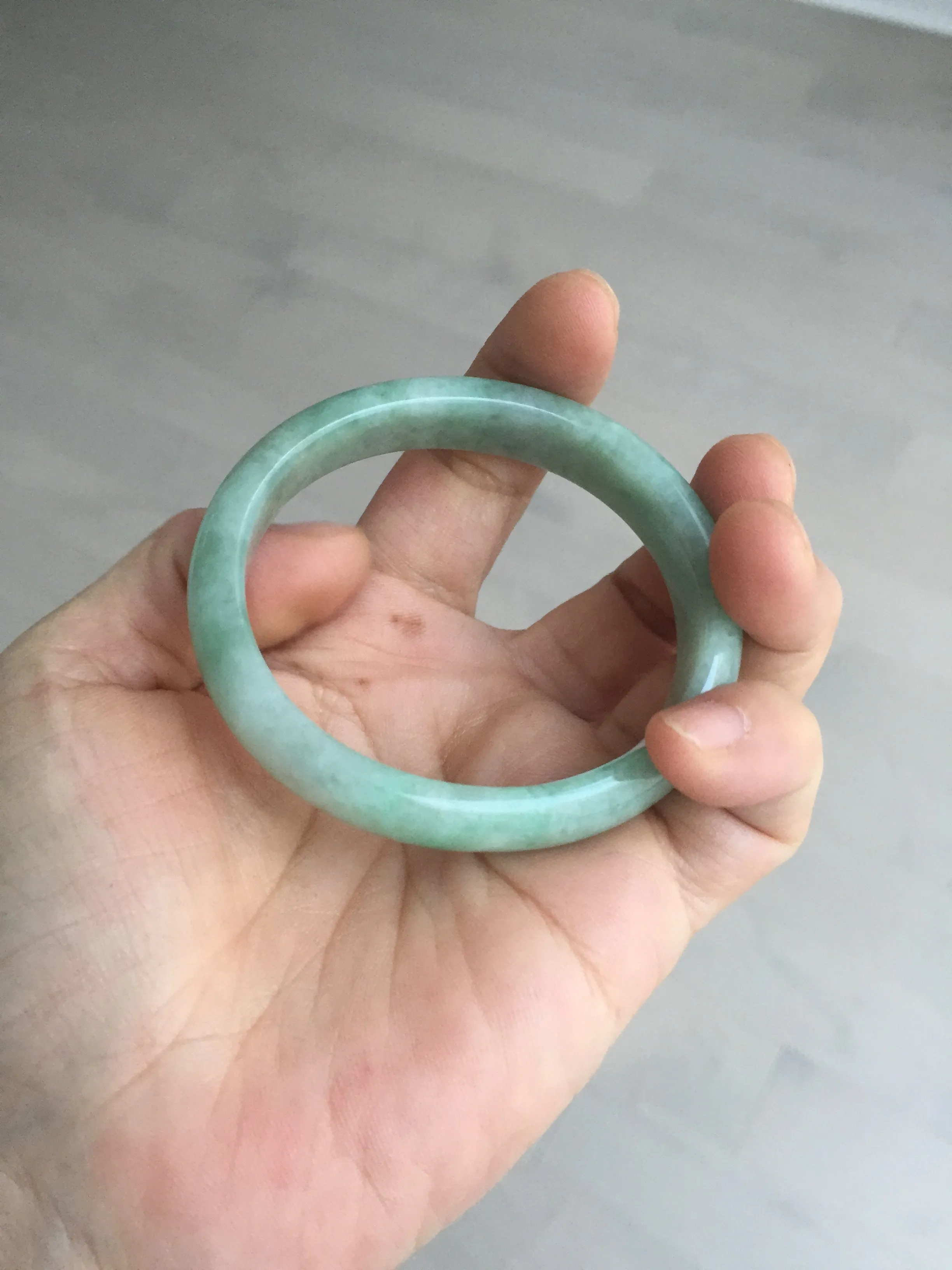 49mm Certified Type A 100% Natural apple green oval Jadeite Jade bangle BL53-326