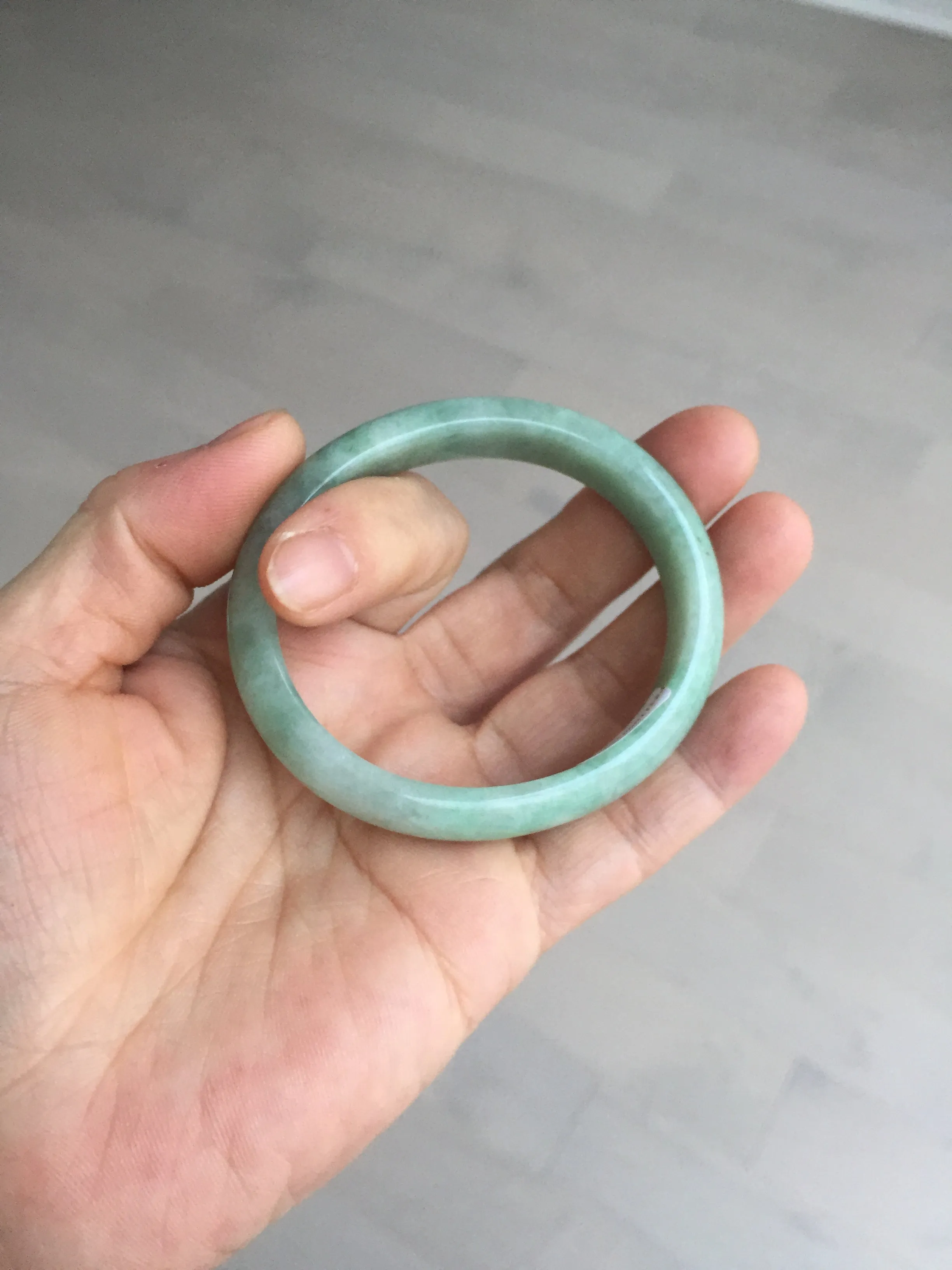 49mm Certified Type A 100% Natural apple green oval Jadeite Jade bangle BL53-326