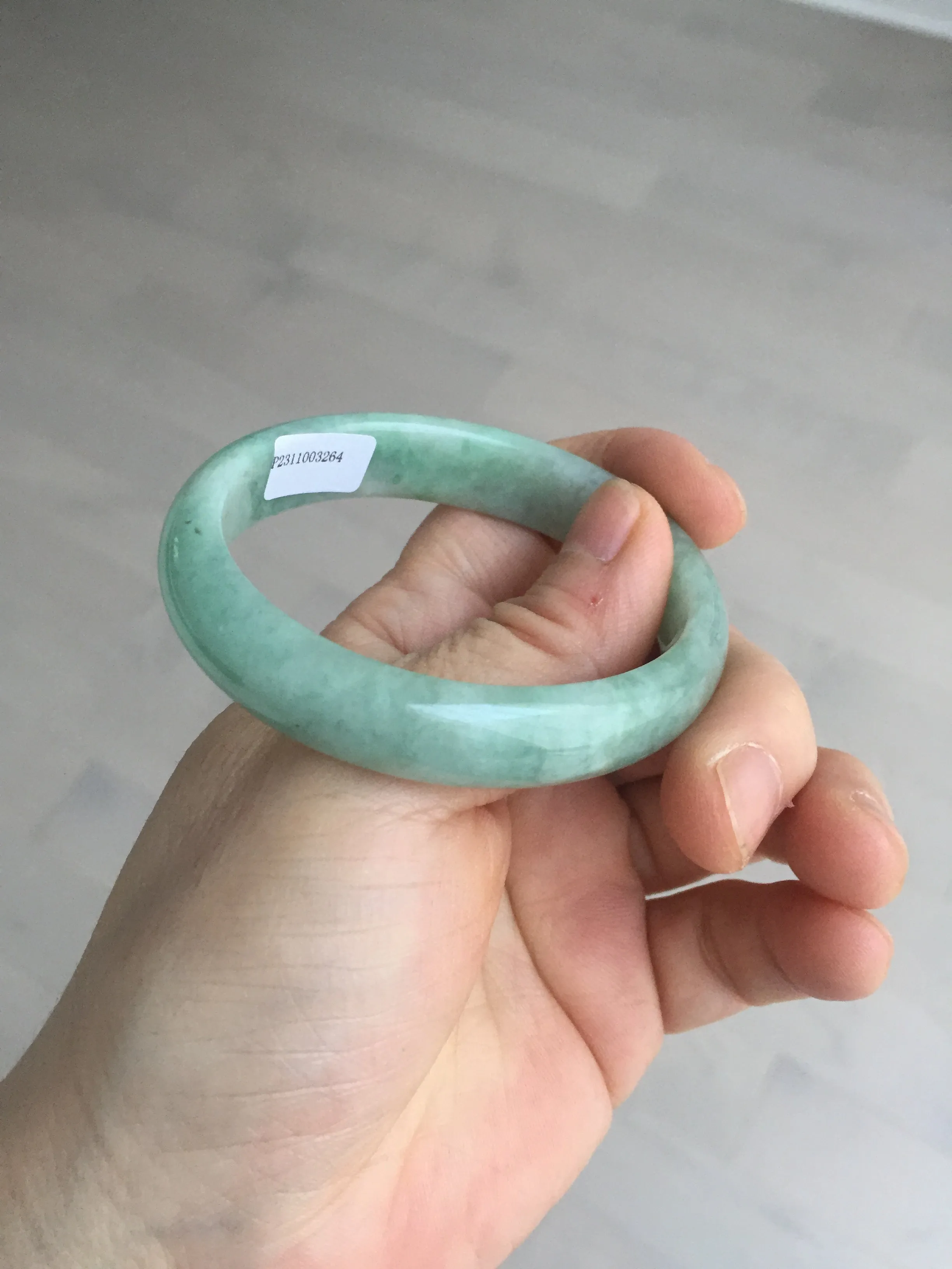 49mm Certified Type A 100% Natural apple green oval Jadeite Jade bangle BL53-326