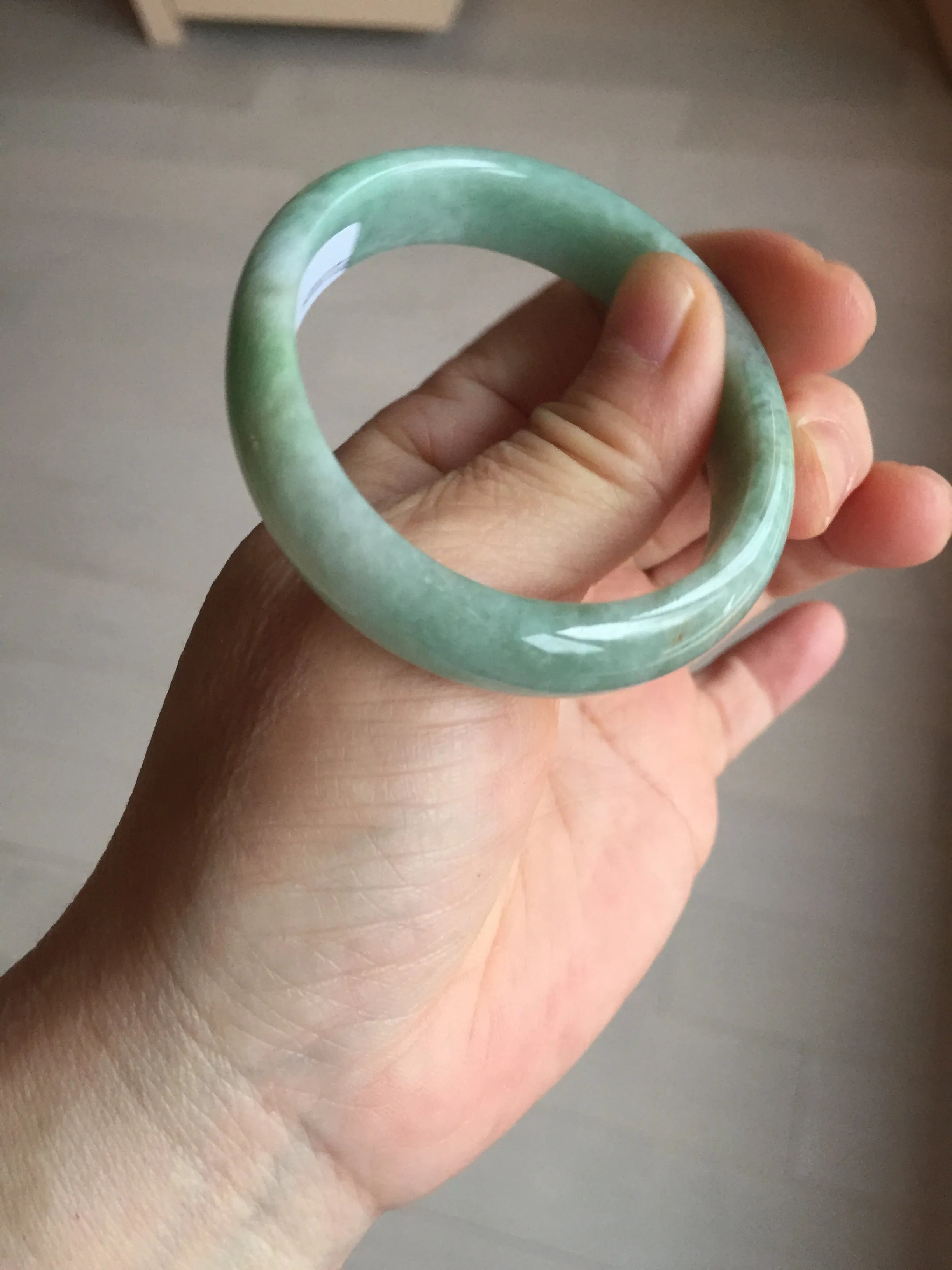 49mm Certified Type A 100% Natural apple green oval Jadeite Jade bangle BL53-326