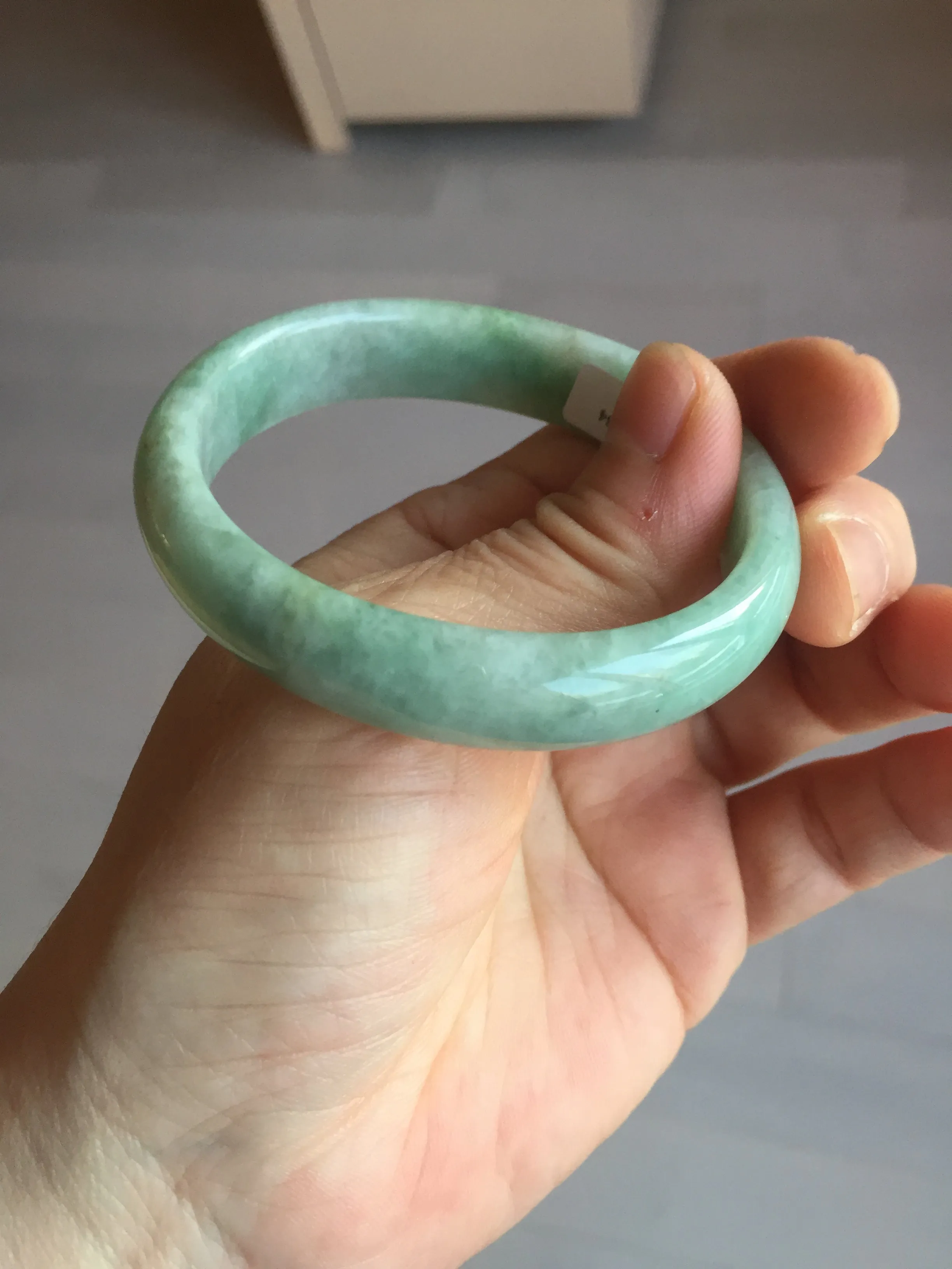 49mm Certified Type A 100% Natural apple green oval Jadeite Jade bangle BL53-326