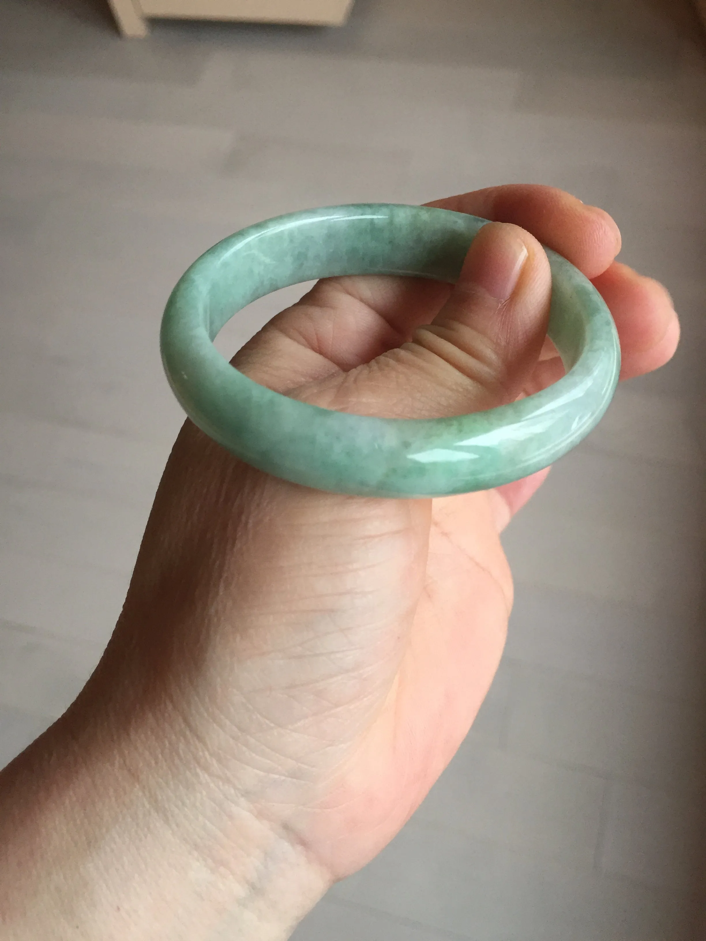 49mm Certified Type A 100% Natural apple green oval Jadeite Jade bangle BL53-326