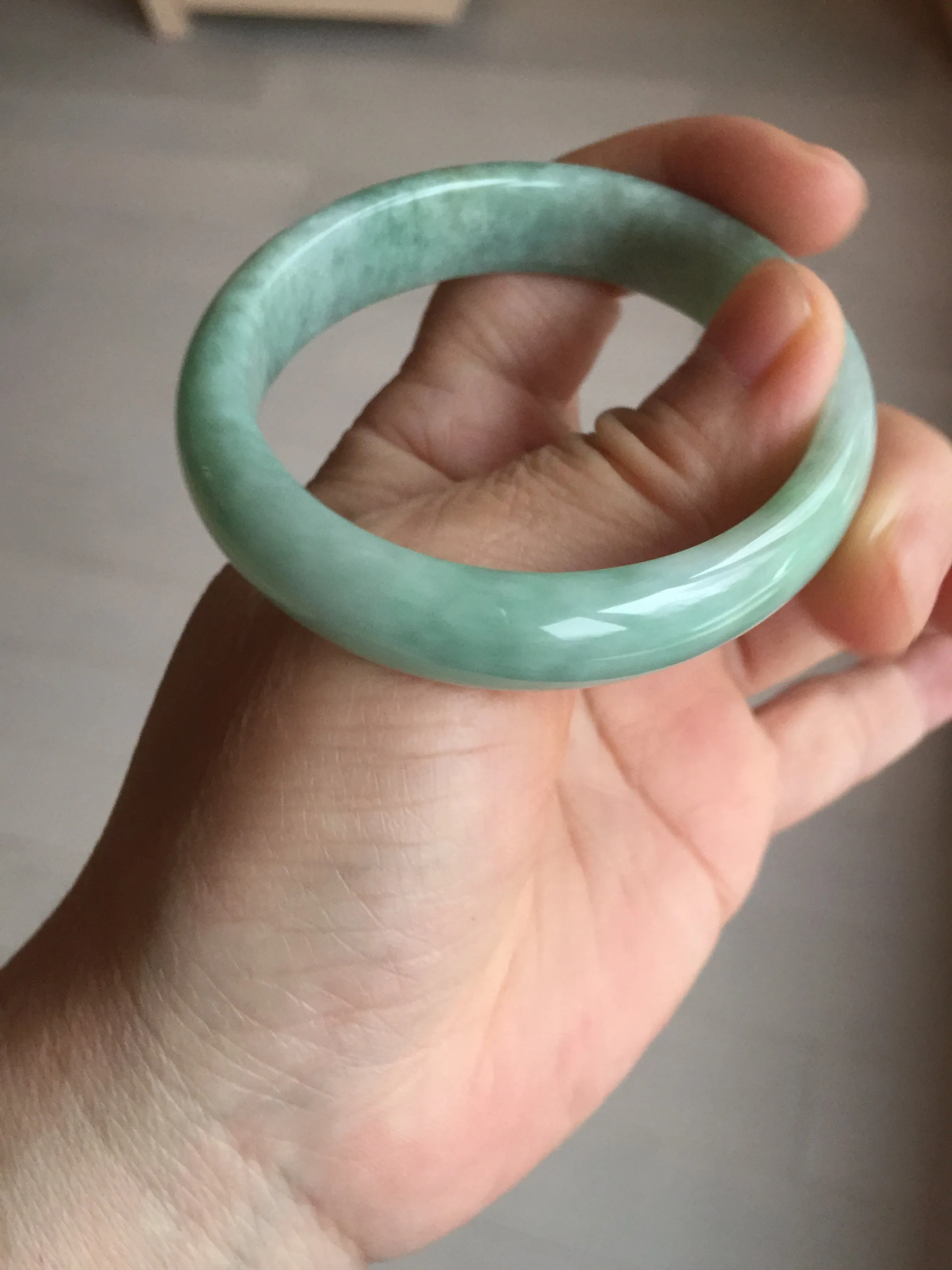 49mm Certified Type A 100% Natural apple green oval Jadeite Jade bangle BL53-326