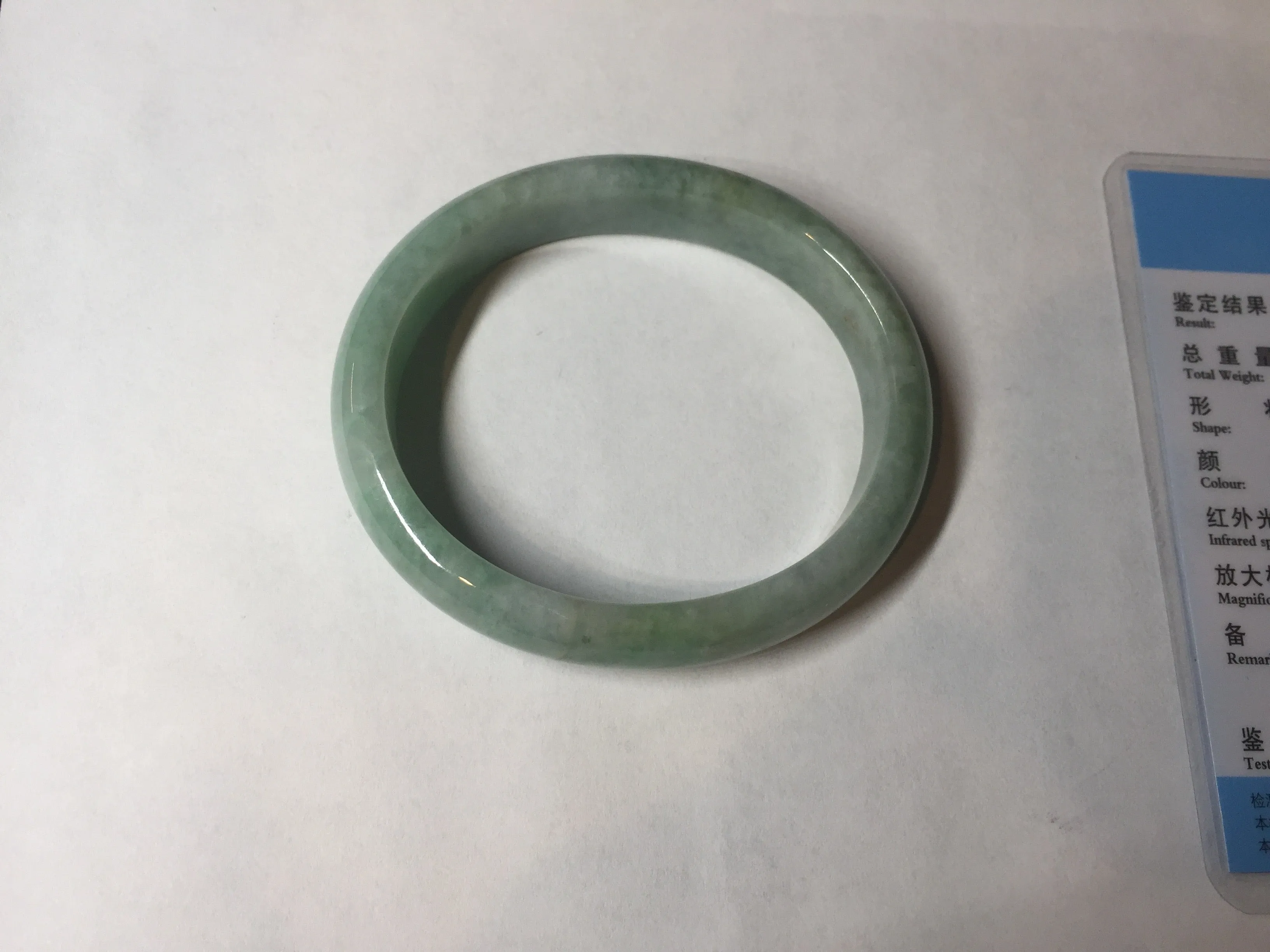 49mm Certified Type A 100% Natural apple green oval Jadeite Jade bangle BL53-326