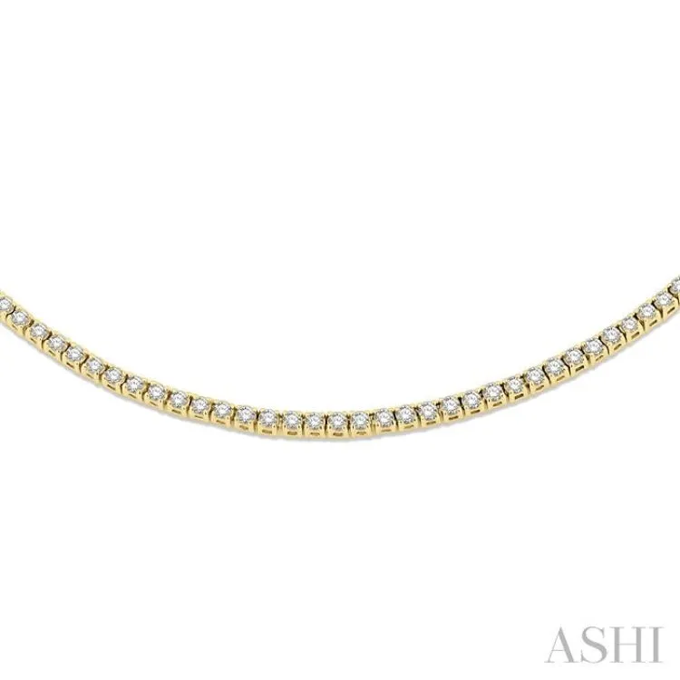 5 ctw Round Cut Diamond Tennis Necklace in 14K Yellow Gold