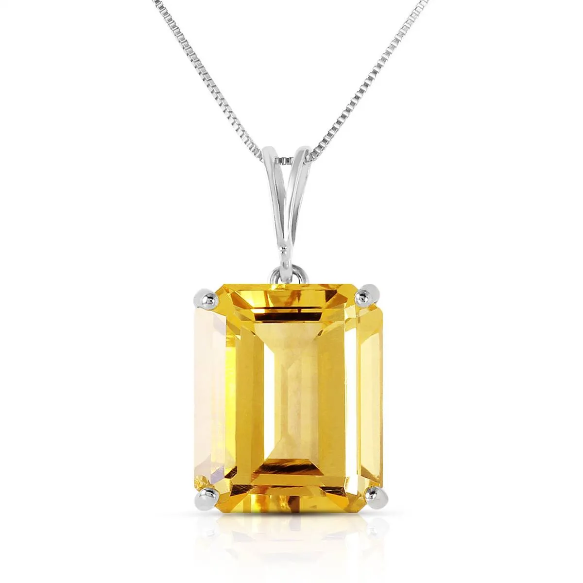 6.5 Carat 14K Solid White Gold Necklace Octagon Citrine