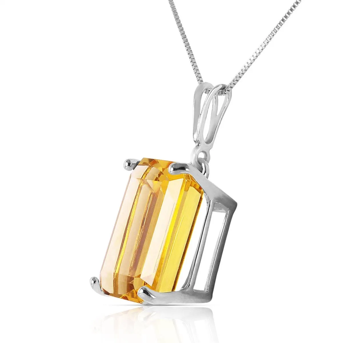 6.5 Carat 14K Solid White Gold Necklace Octagon Citrine