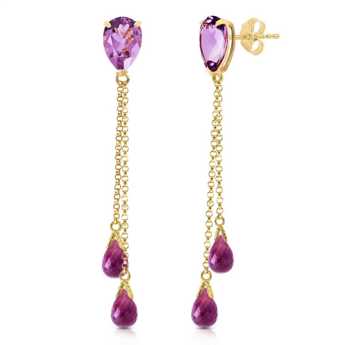 7.5 Carat 14K Solid Yellow Gold Eloquence Amethyst Earrings