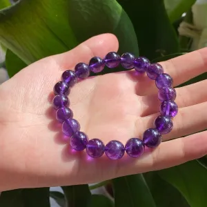 8mm/ 10mm Quality Amethyst Natural Stone Bracelet, Round beads Energy Gemstone Loose Beads DIY Jewelry Making Design for Bracelet