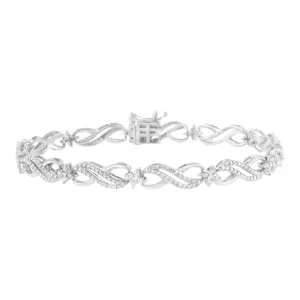 .925 Sterling Silver 1/2 cttw Prong Set Round-Cut Diamond Infinity Weave Link Bracelet (I-J Color, I2-I3 Clarity) - Size 7.25"