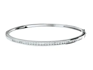 9ct White Gold Women's Diamond Bangle Bracelet, Channel Set Style, 1.00ct, 3.5mm, Luxurious Gift Box Included