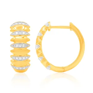 9ct Yellow Gold Diamond Hoop Earrings With 50 Brilliant Diamonds