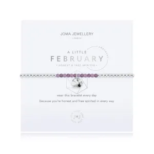 A Little Birthstone February Amethyst Silver 17.5cm Stretch Bracelet 3461