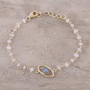 All Eyes on You Gold Plated Labradorite and Rose Quartz Pendant Bracelet