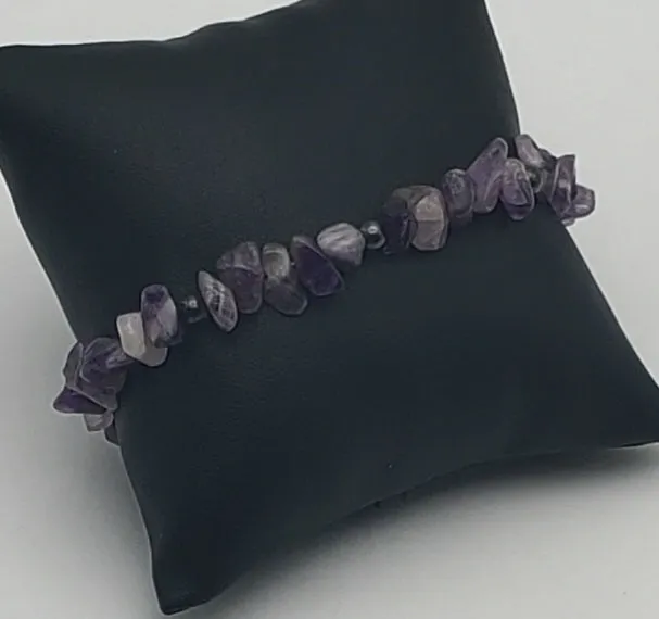 Amethyst and Hematite Beaded Bracelet