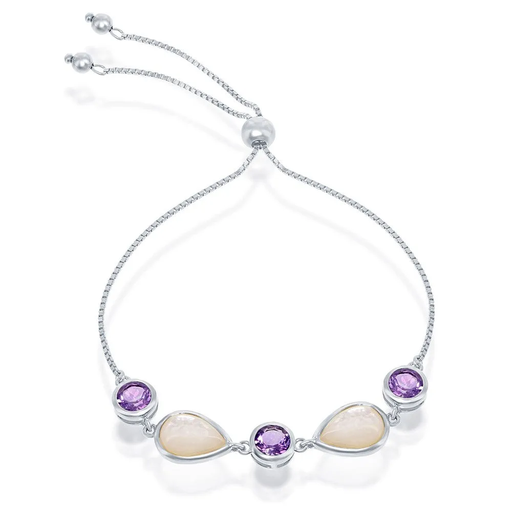 Amethyst and Mother of Pearl Bolo Bracelet