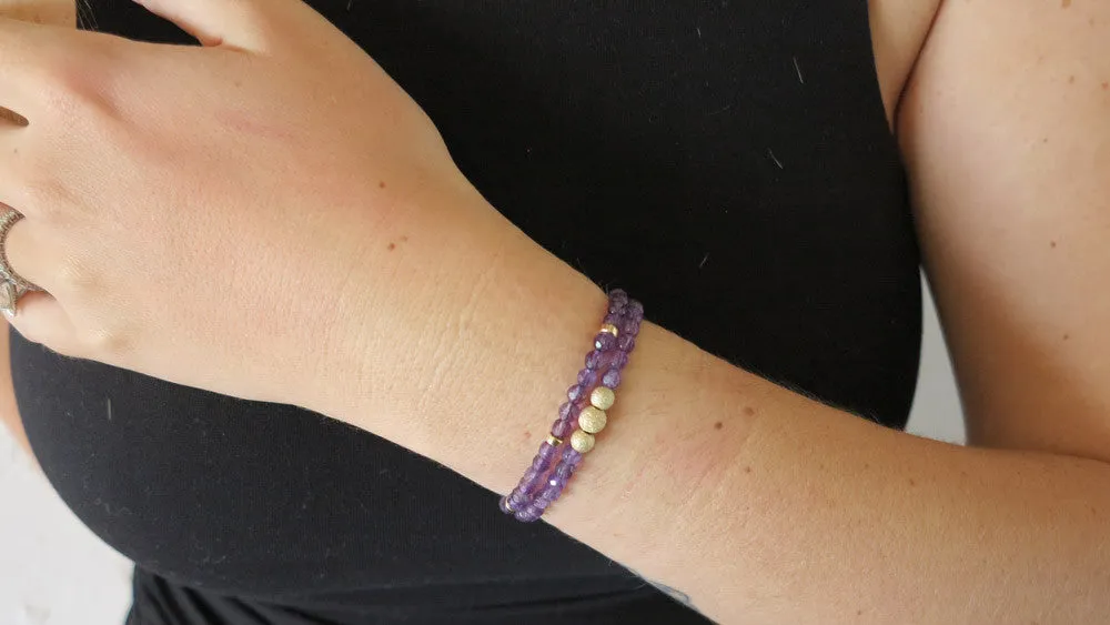 Amethyst Beaded Bracelets (Set of 2)