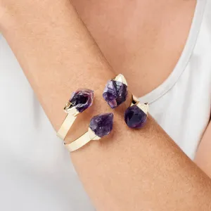 Amethyst Double Bracelet Cuff