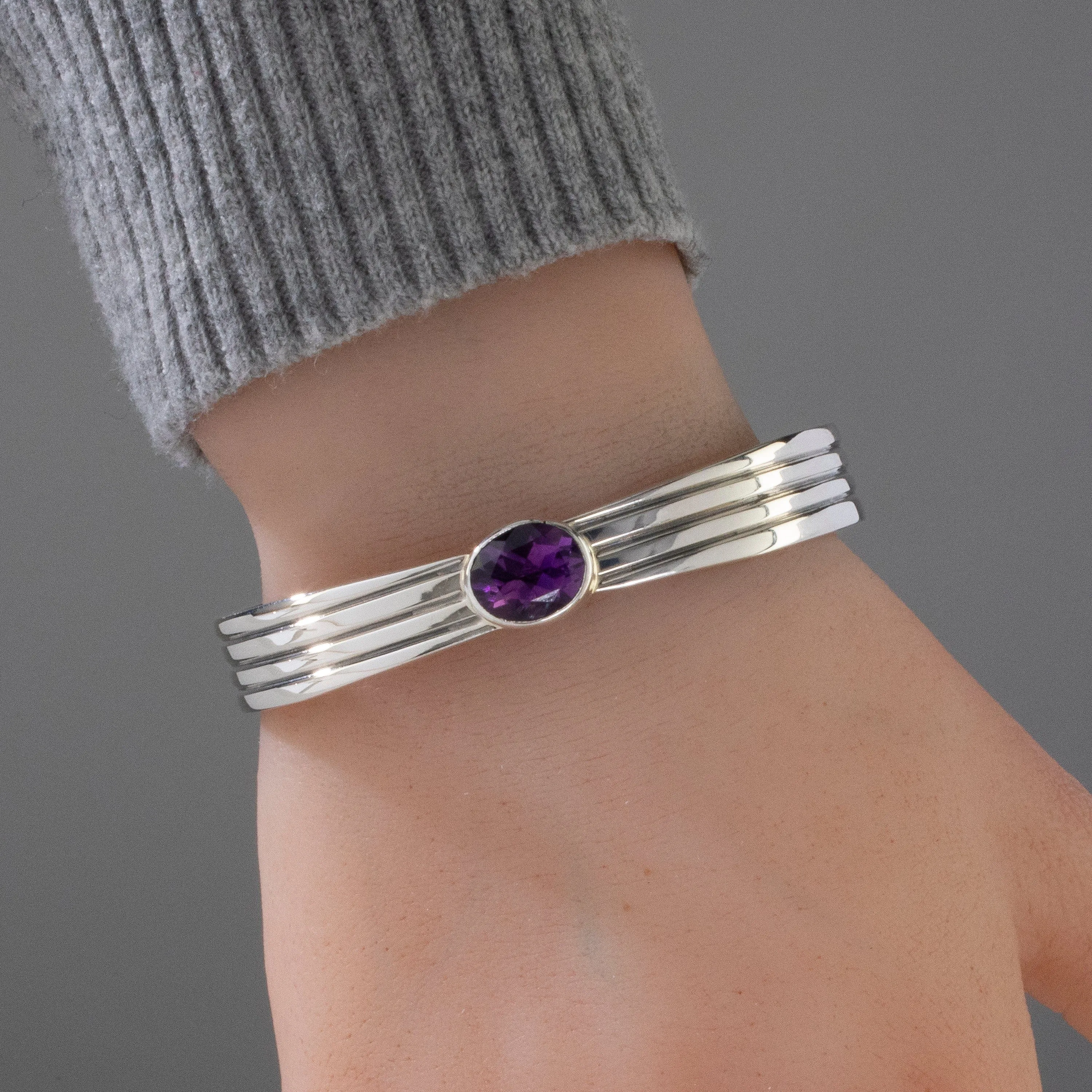 Amethyst Navajo USA Native American Made 925 Sterling Silver Cuff