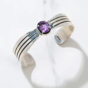 Amethyst Navajo USA Native American Made 925 Sterling Silver Cuff