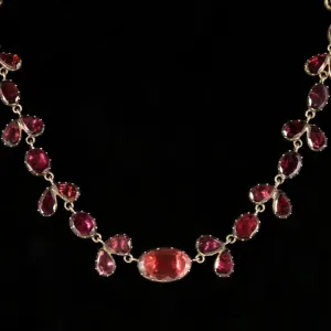 Antique Georgian 18Ct Gold Flat Cut Garnet Riviere Necklace Circa 1790