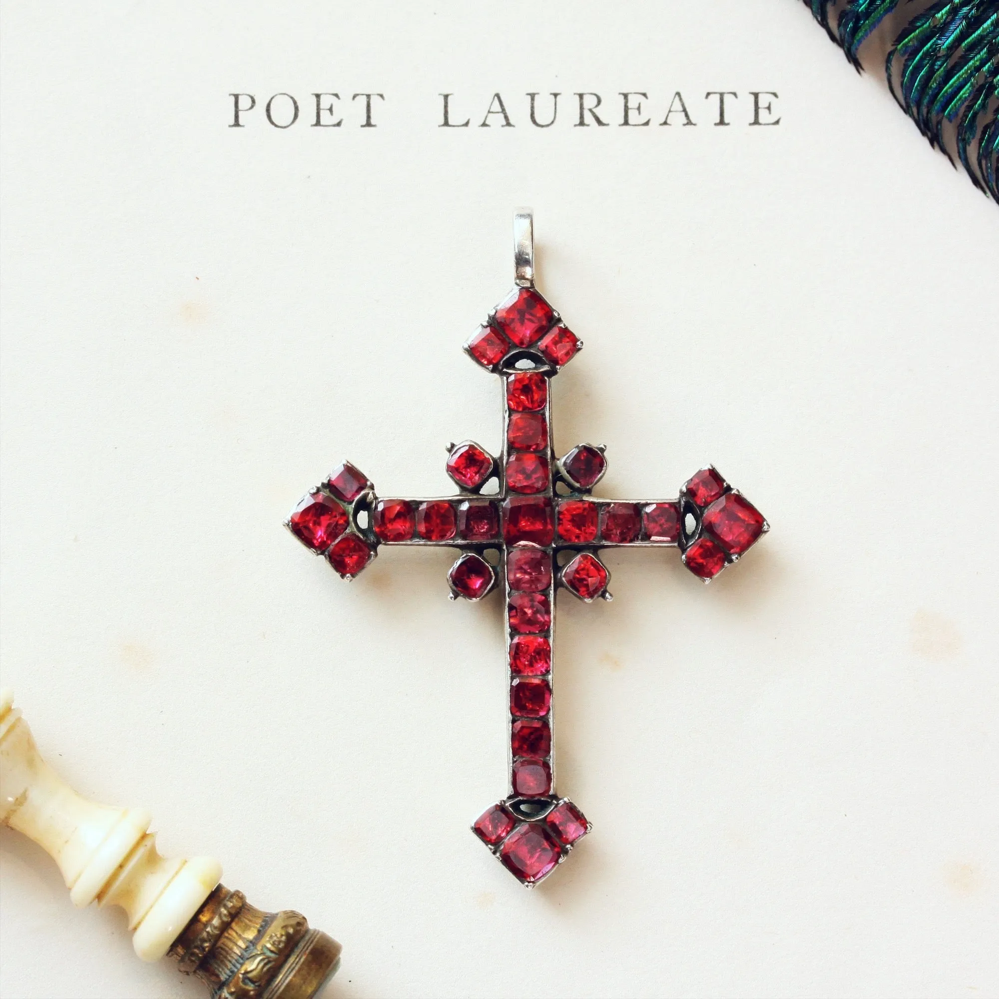 Antique Georgian Iberian Foiled Garnet Cross