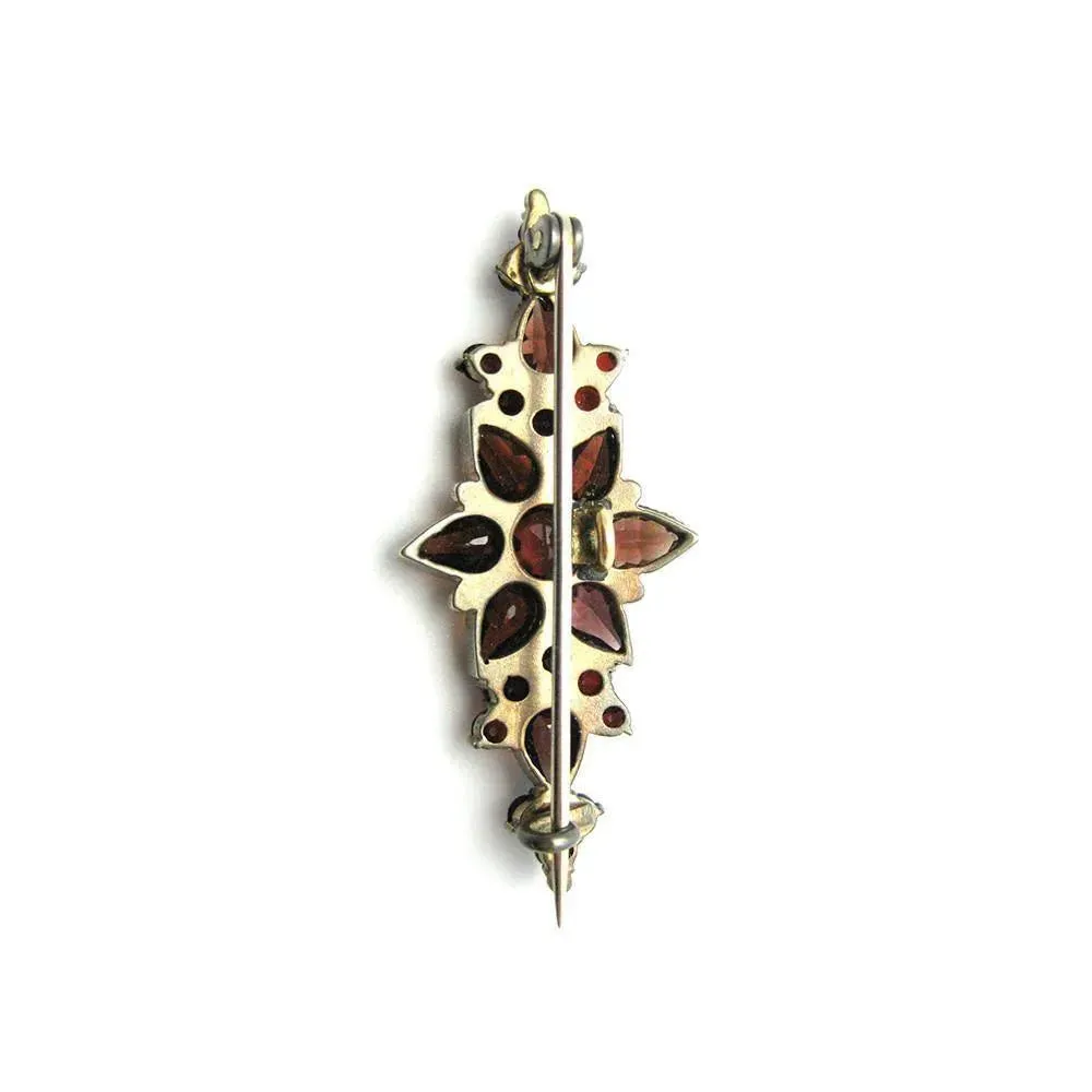 Antique Victorian Garnet Gemstone Gold Brooch