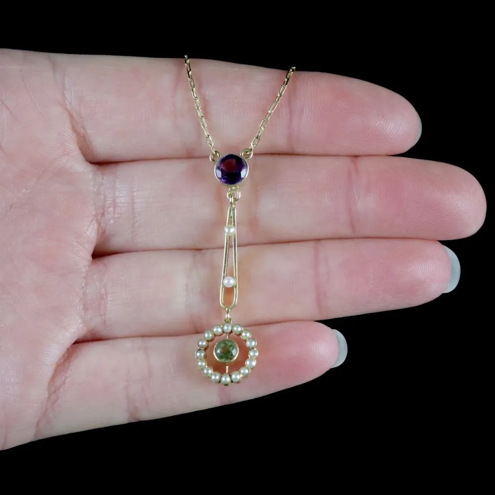 Antique Victorian Suffragette Pendant Necklace 15Ct Gold Circa 1900