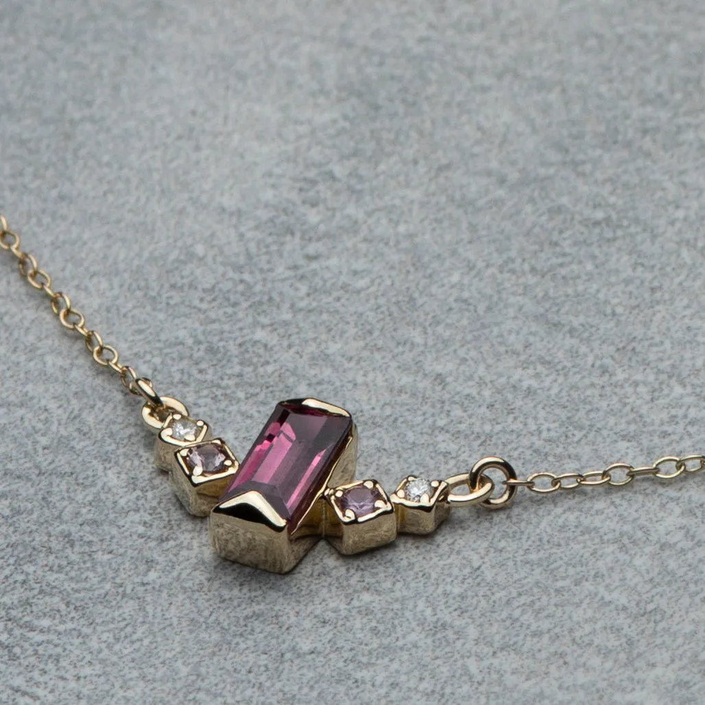 Apex Necklace - Rhodolite garnet, pink sapphires & diamonds