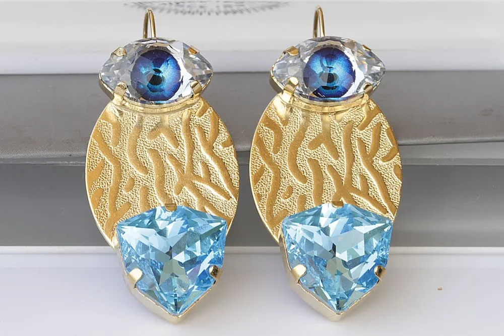 AQUAMARINE EYE EARRINGS