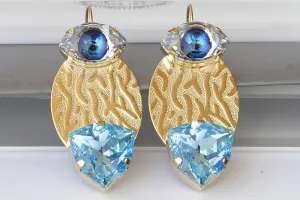 AQUAMARINE EYE EARRINGS