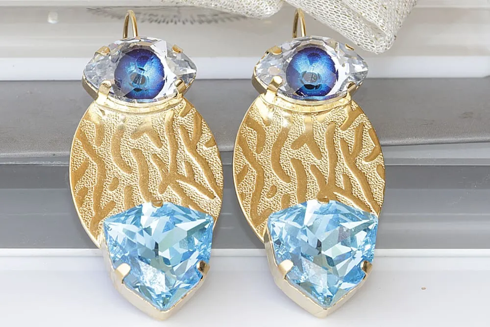 AQUAMARINE EYE EARRINGS