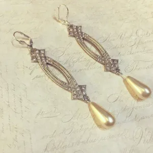 Art Deco Earrings Vintage Bride Pearl Wedding