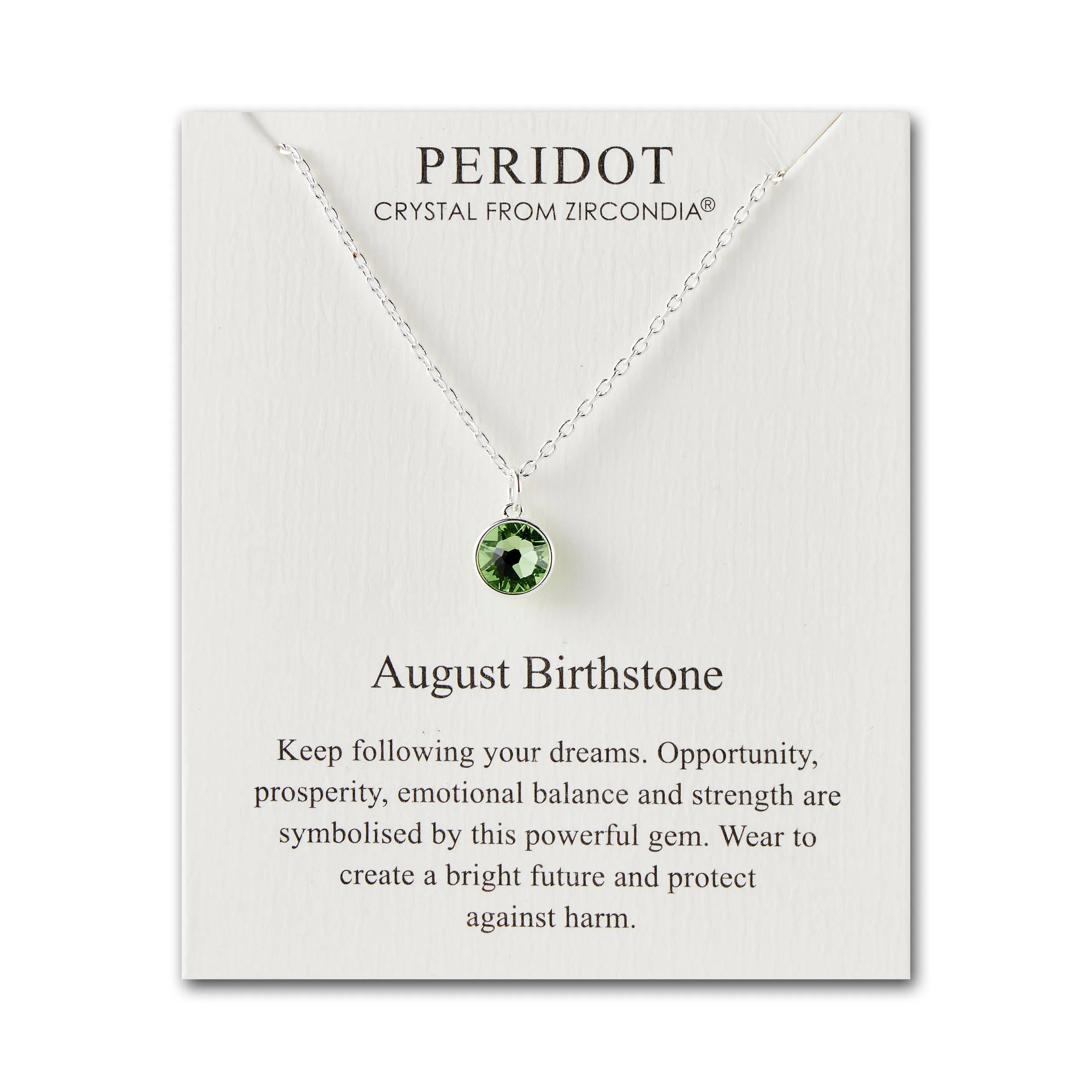 August (Peridot) Birthstone Necklace Created with Zircondia® Crystals