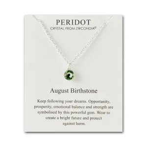 August (Peridot) Birthstone Necklace Created with Zircondia® Crystals