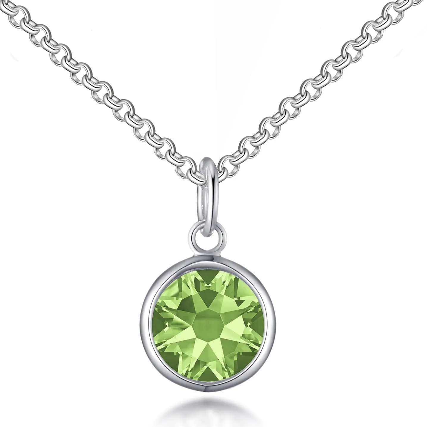 August (Peridot) Birthstone Necklace Created with Zircondia® Crystals